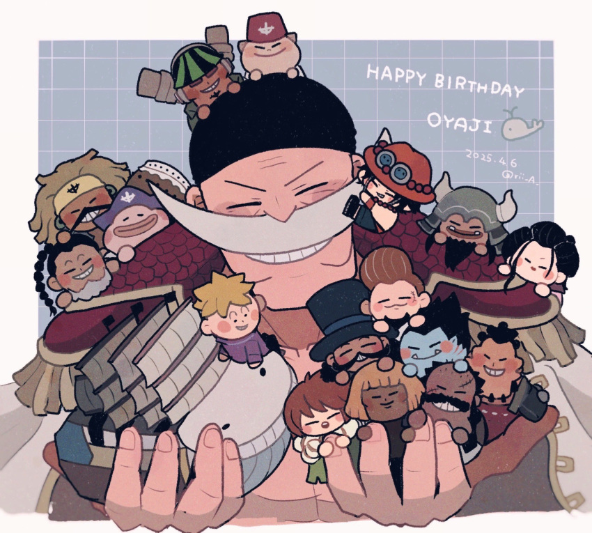 6+boys, ^_^, bandana, beard, black_bandana, black_hair, blonde_hair, blue_skin