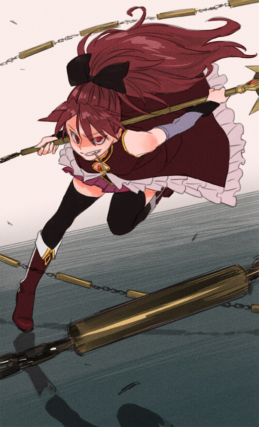 9go, black_legwear, black_thighhighs, boots, bow, hair_bow, kyuugou_(ninekoks), magical_girl