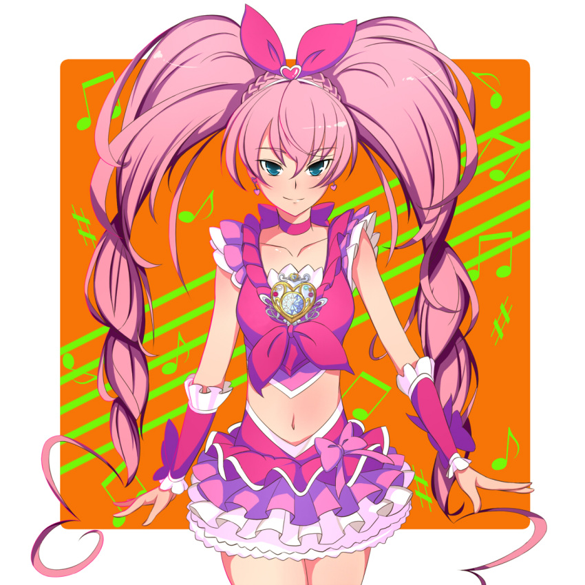 blue_eyes, bow, cure_melody, hair_bow, heart, highres, houjou_hibiki, kani_get