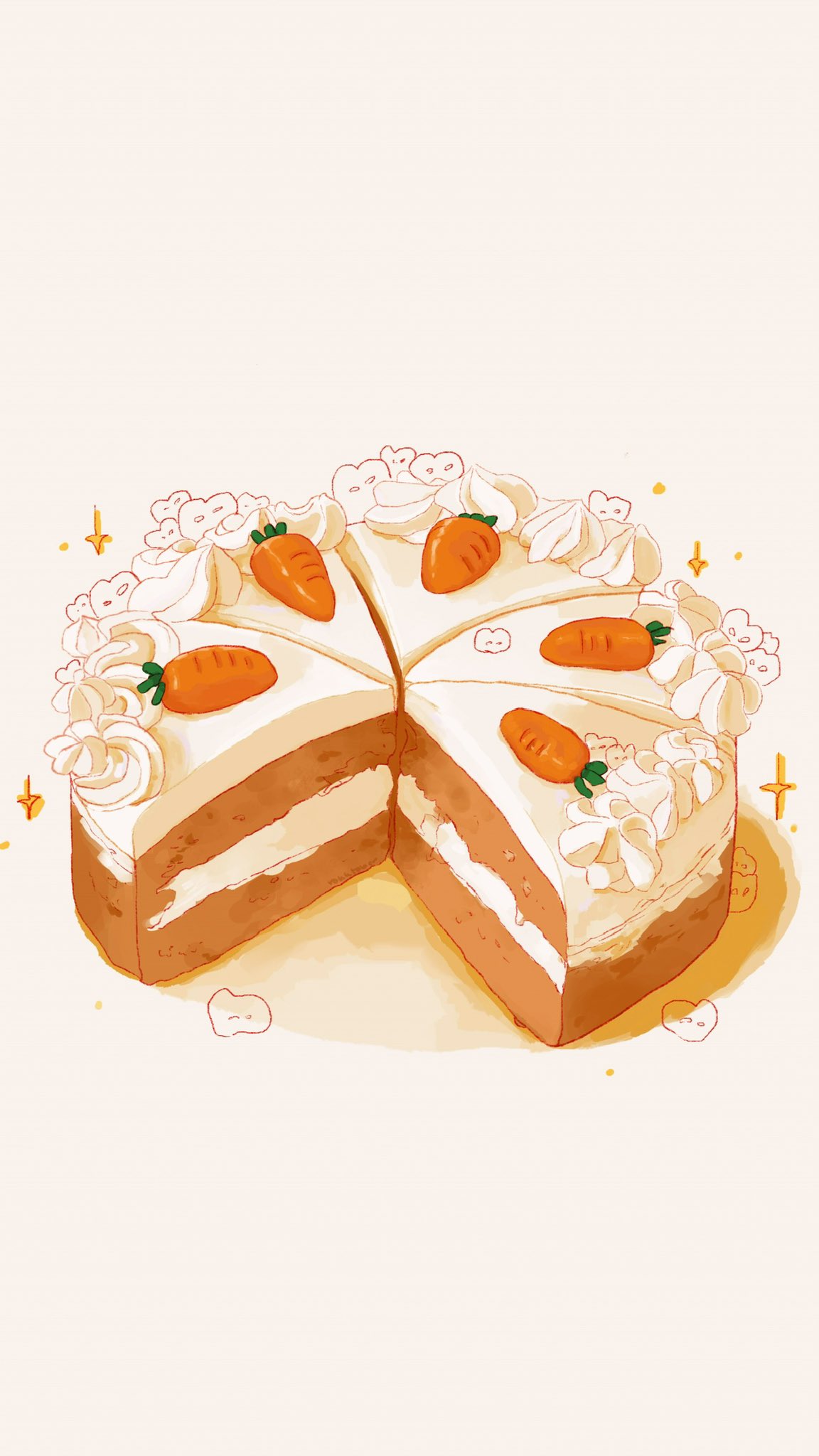 cake, carrot_cake, dessert, english_commentary, food, food_focus, highres, icing, no_humans, original, rokktober, simple_background, white_background