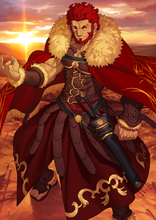 1boy, arm_at_side, armor, beard, bracer, breastplate, cape, clenched_hand