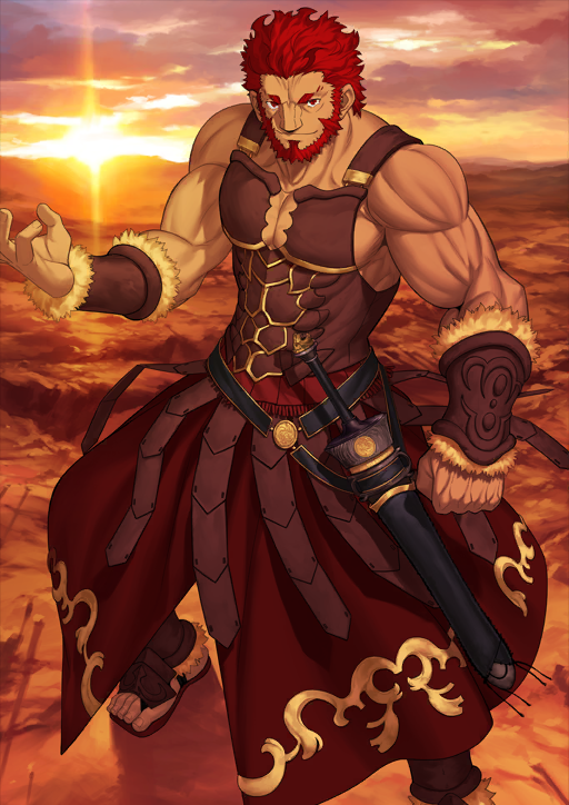 1boy, arm_at_side, armor, bare_shoulders, beard, bracer, breastplate, clenched_hand