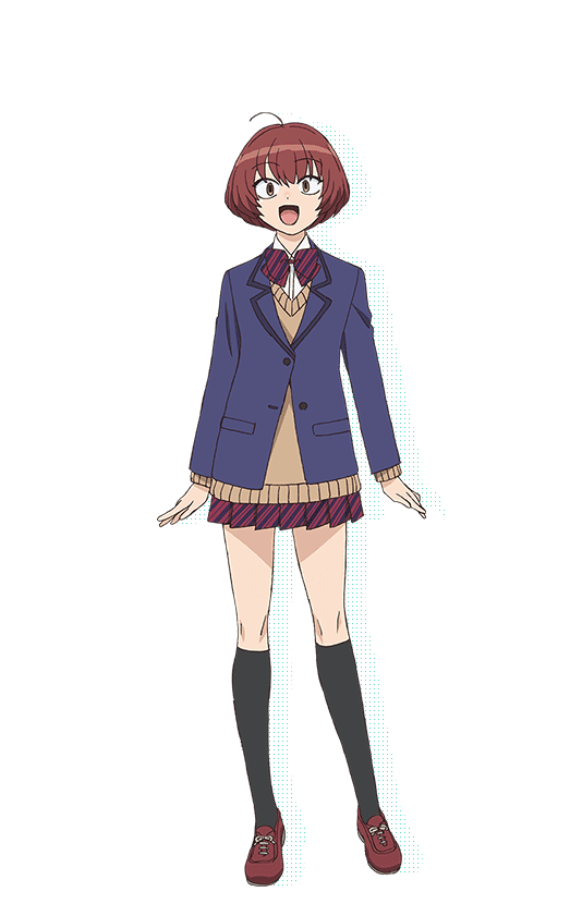 1girl, :d, ahoge, black_socks, blue_jacket, bow, bowtie, brown_cardigan