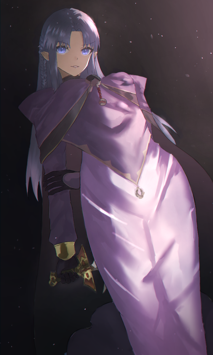 1girl, asymmetrical_sleeves, black_choker, blue_eyes, blue_hair, braid, breasts, choker