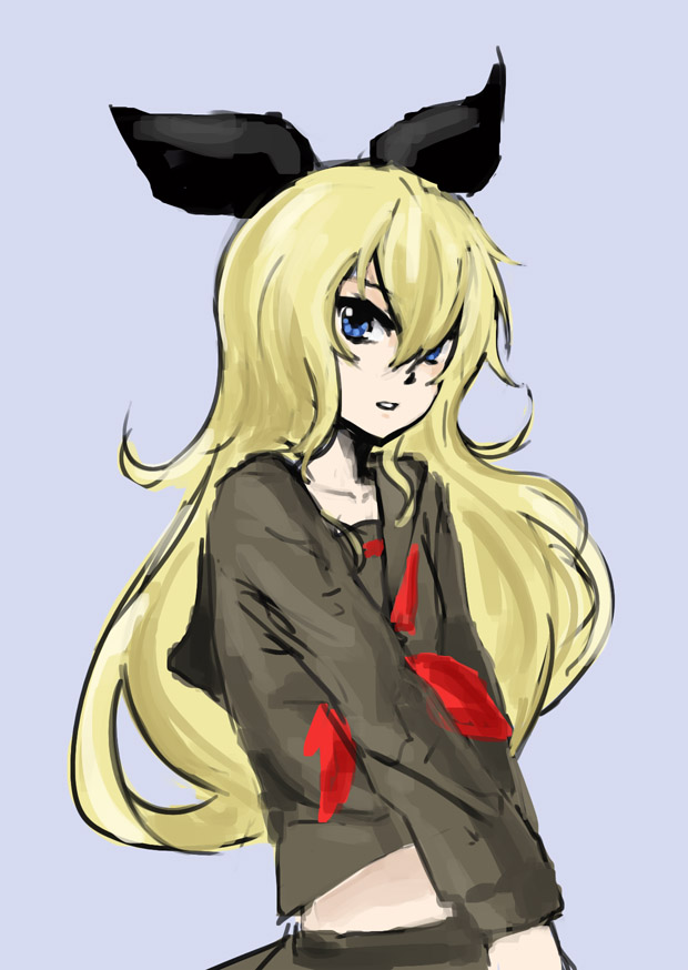 4chan, blonde_hair, blue_background, blue_eyes, bow, drawfag, face, hair_bow