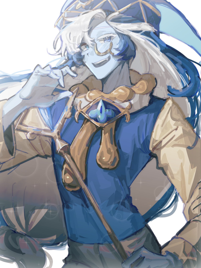 1boy, blue_eyes, blue_hair, blue_skin, colored_skin, cookie_run, cookie_run:_kingdom, gigeu12