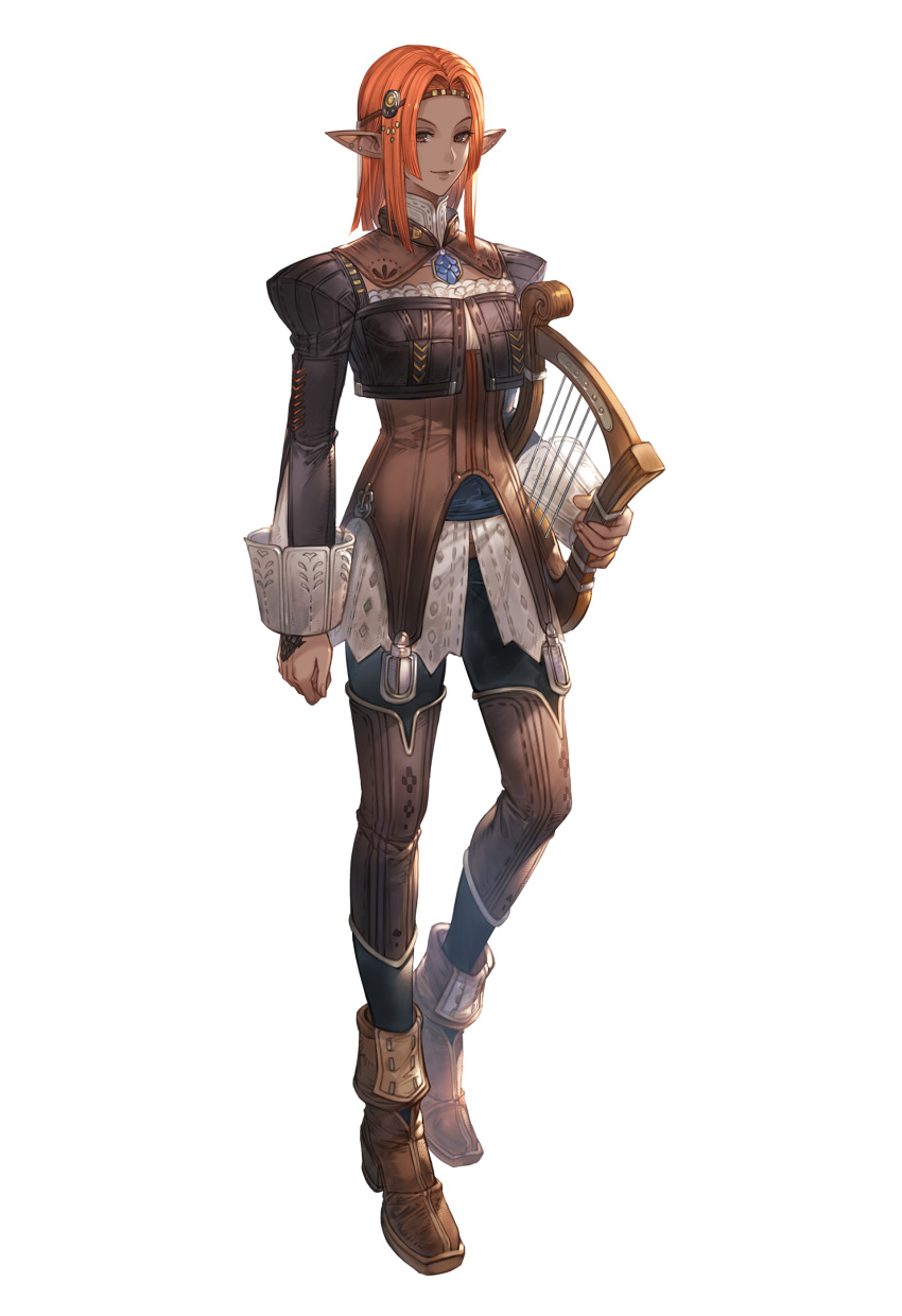 1girl, absurdres, artist_request, brown_eyes, circlet, closed_mouth, curtained_hair, dark-skinned_female