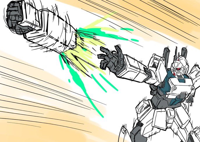 glowing, gundam, gundam_08th_ms_team, gundam_ez8, hiyama_nobuyuki, mecha, mecha_focus, mizuno_sasuga
