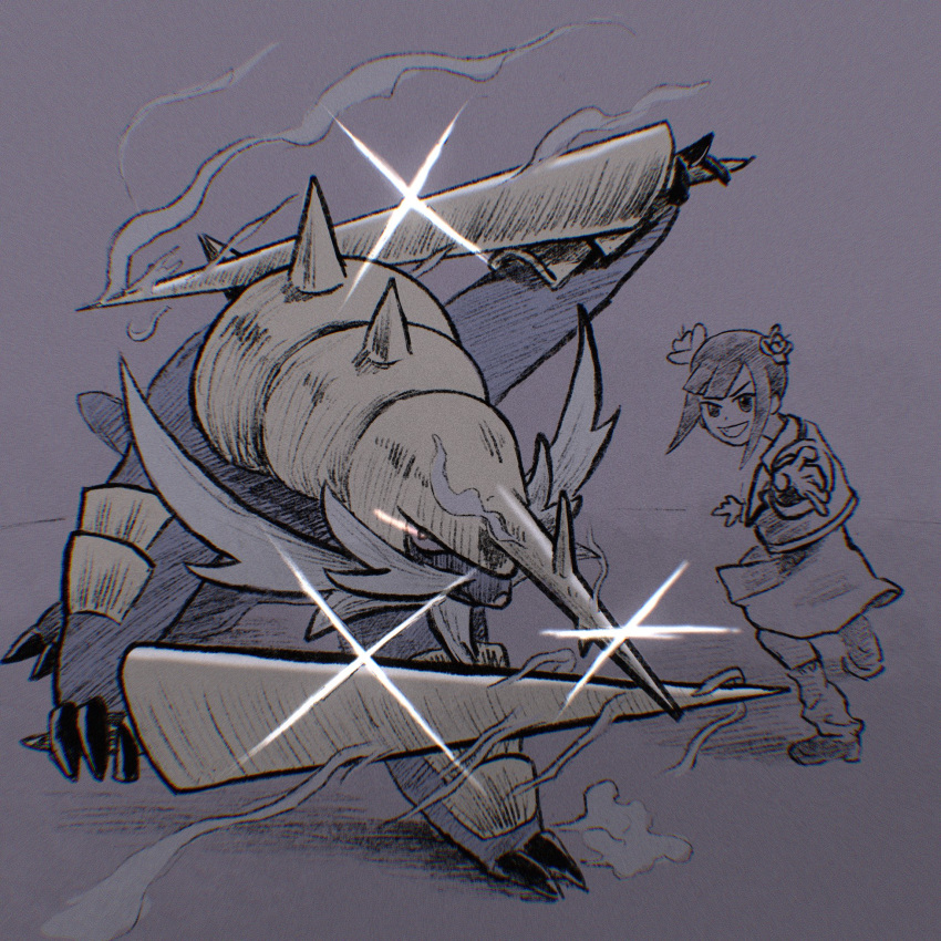 ann_(pokemon), bow, bowtie, claws, dual_wielding, fang, glowing, glowing_eyes