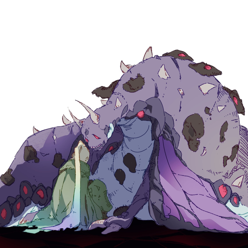 1boy, 1girl, cloak, ender_lilies_quietus_of_the_knights, faden_the_heretic, green_cloak, highres, horns