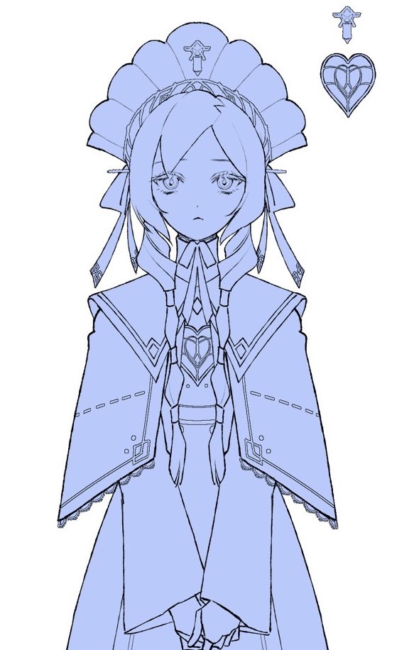 1girl, android, blue_theme, dress, ender_lilies_quietus_of_the_knights, ender_magnolia_bloom_in_the_mist, expressionless, heart