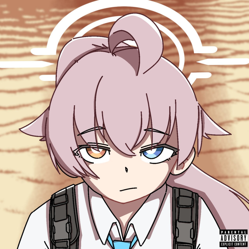 ahoge, album_cover_redraw, blue_archive, derivative_work, drrnvevo, halo, heterochromia, highres