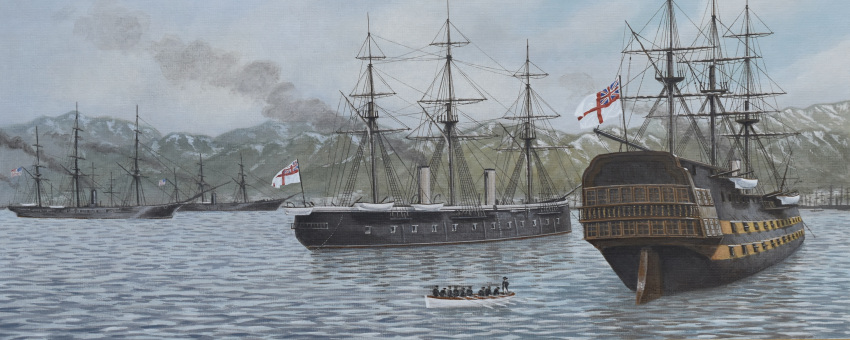 6+others, absurdres, acrylic_paint_(medium), american_flag, atelier_bono, boat, commentary, highres