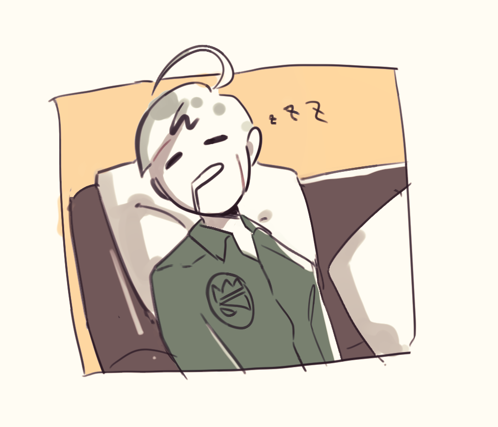 1boy, ahoge, asymmetrical_bangs, border, closed_eyes, collared_shirt, colored_skin, couch