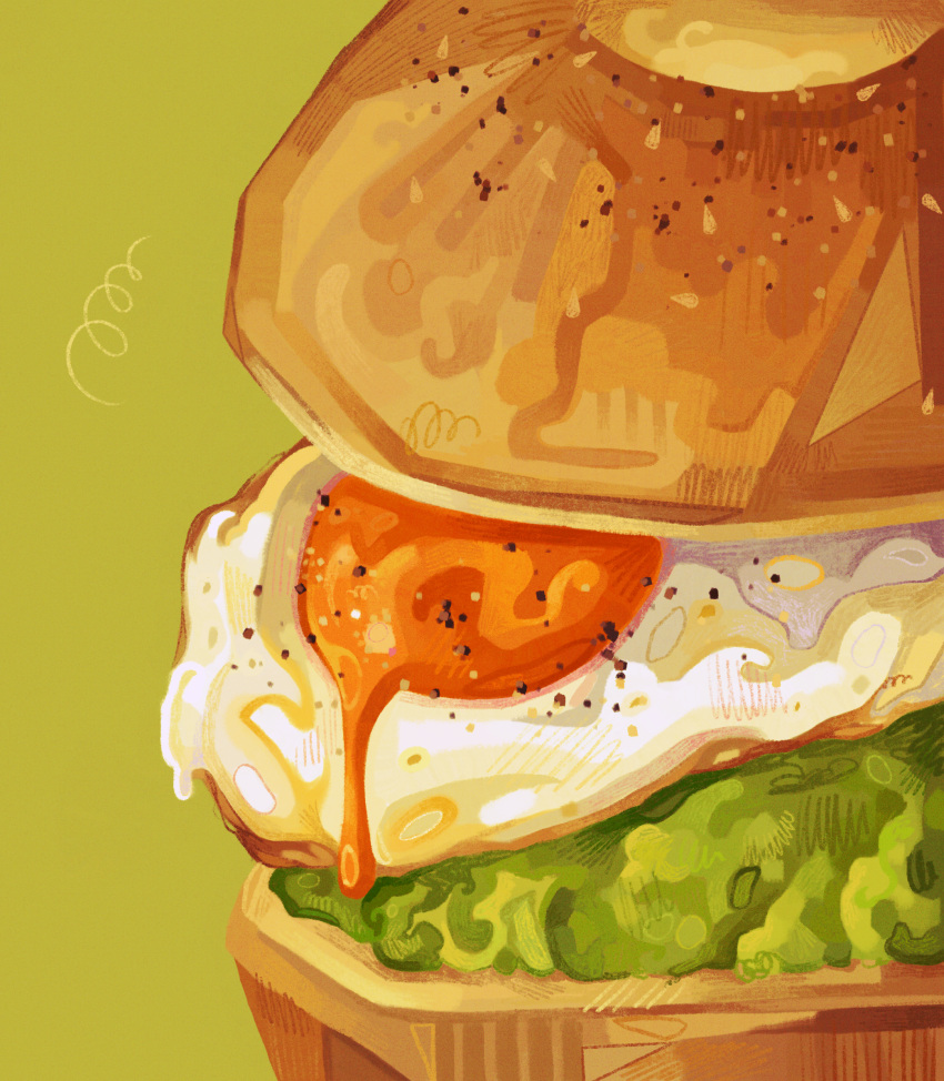 analogous_colors, avocado, bagel, bagel_sandwich, breakfast, close-up, commentary, dripping