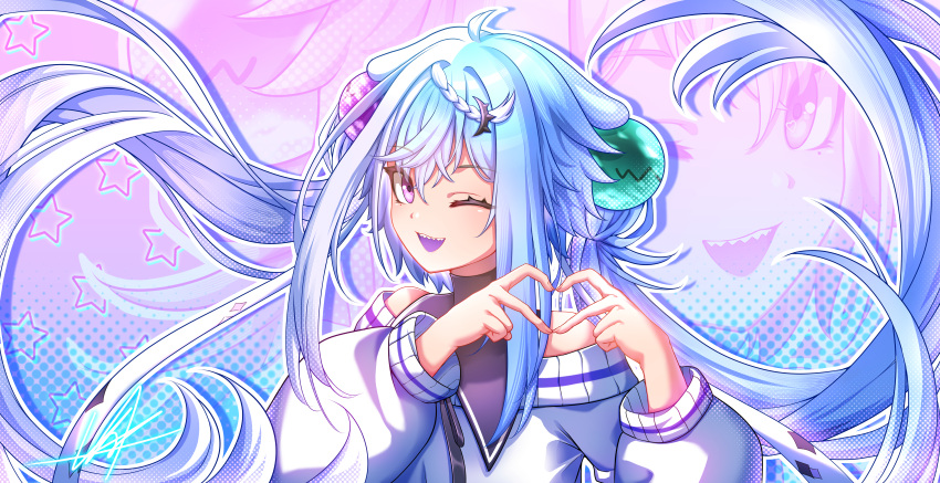 1girl, :d, absurdres, ahoge, animatrix, aquwa, bare_shoulders, black_ribbon