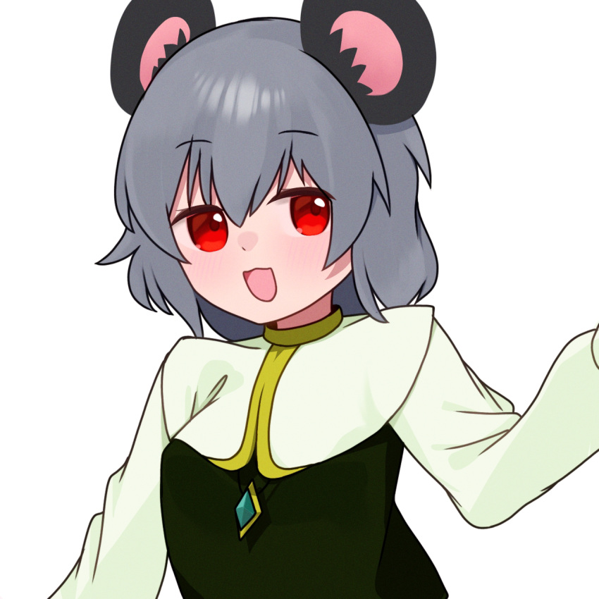 1girl, animal_ear_fluff, animal_ears, blush, commentary_request, cookie_(touhou), gnwcq, green_vest