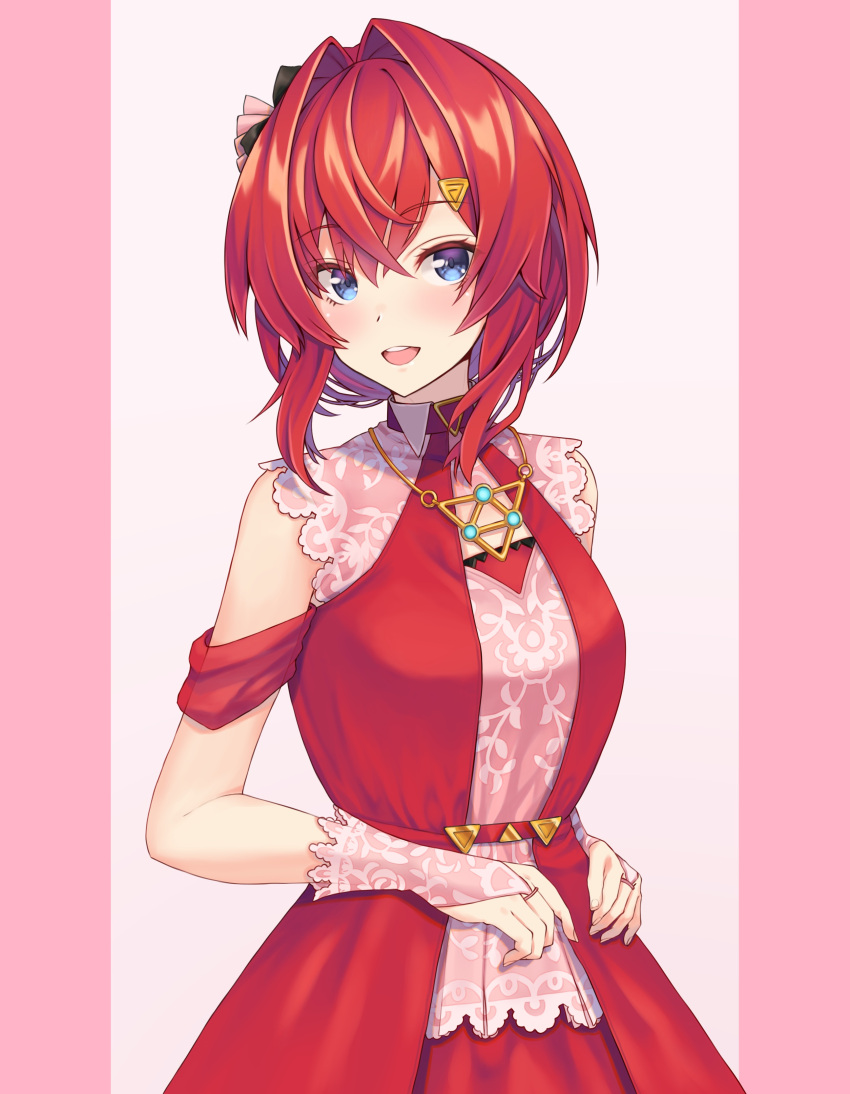 1girl, absurdres, ange_katrina, ange_katrina_(3rd_costume), blue_eyes, blush, border, breasts