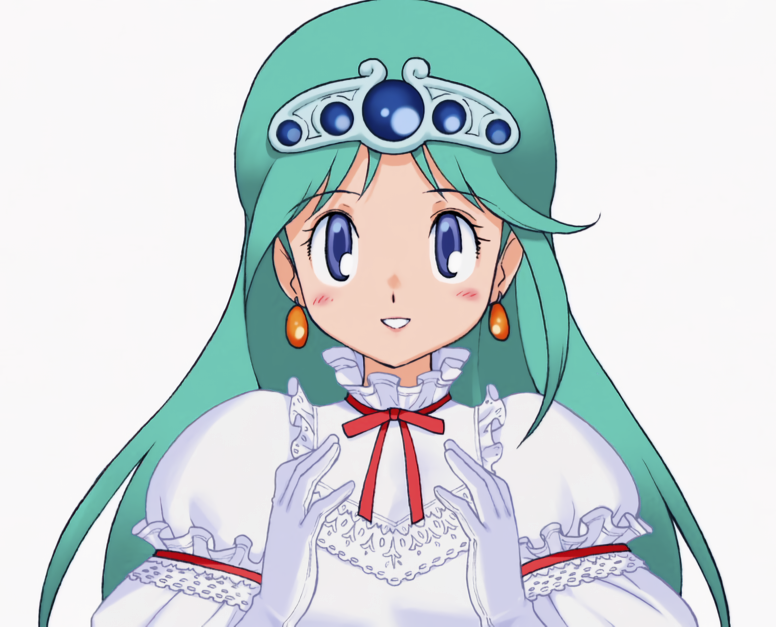 1girl, aqua_hair, blue_eyes, blush, dress, earrings, facing_viewer, gloves