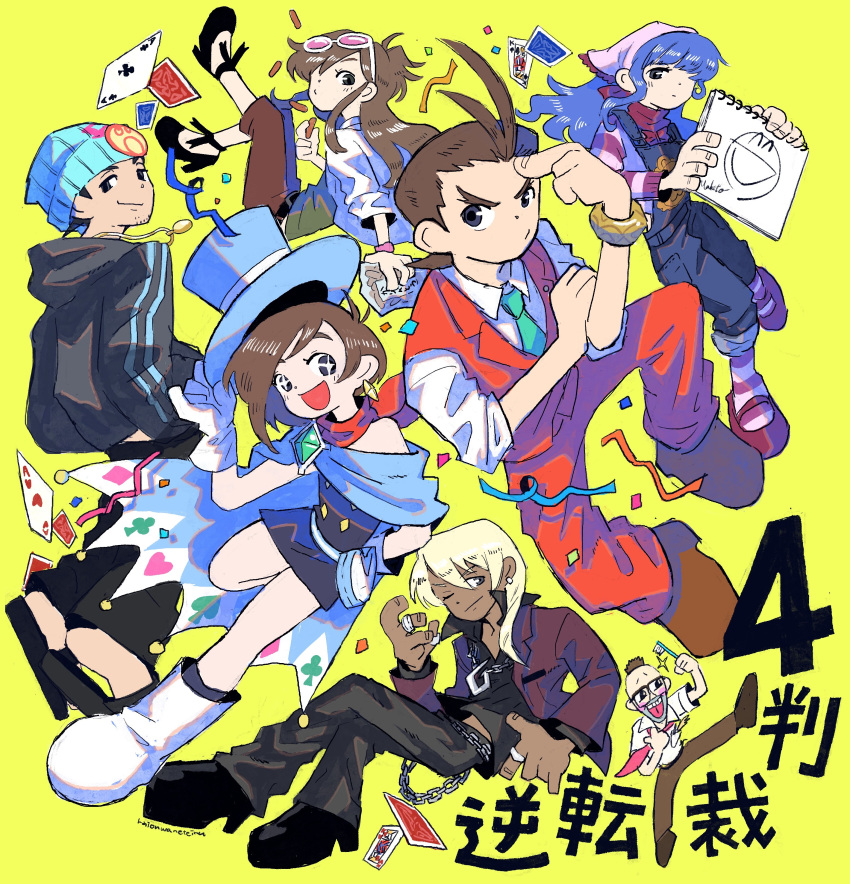 +_+, 3girls, 4boys, :d, absurdres, ace_attorney, apollo_justice, apollo_justice:_ace_attorney