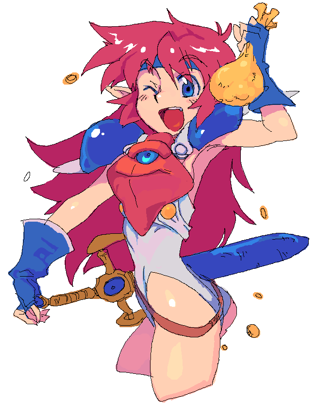 ahoge, armor, ass, bad_id, bag, belt, blue_eyes, blush