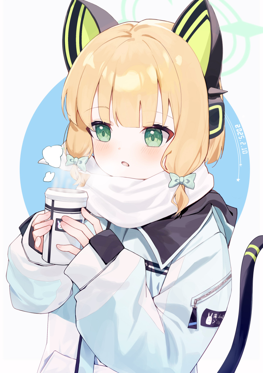 1girl, absurdres, animal_ear_headphones, animal_ears, blonde_hair, blue_archive, blush, cat_ear_headphones