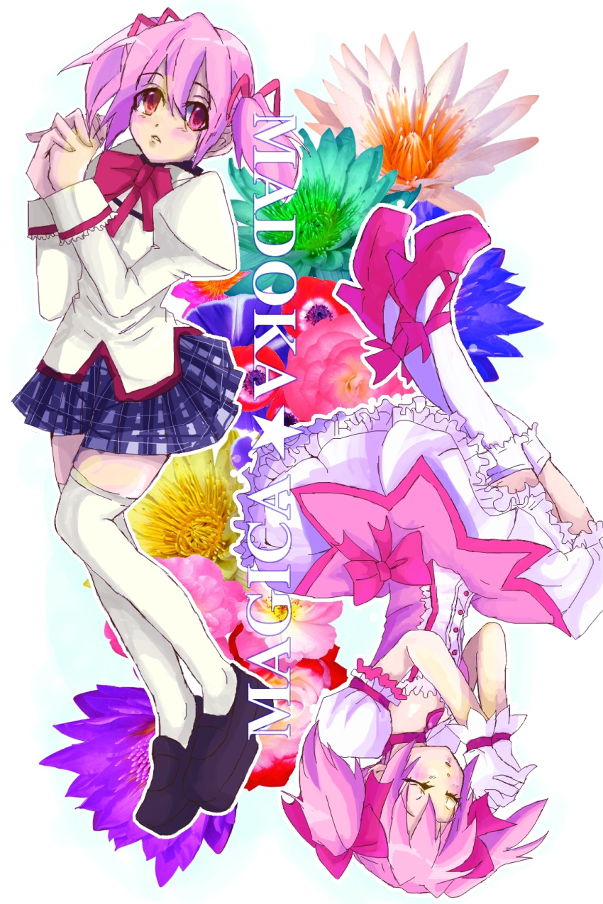artist_request, choker, dual_persona, eyes_closed, flower, gloves, hands_clasped, highres