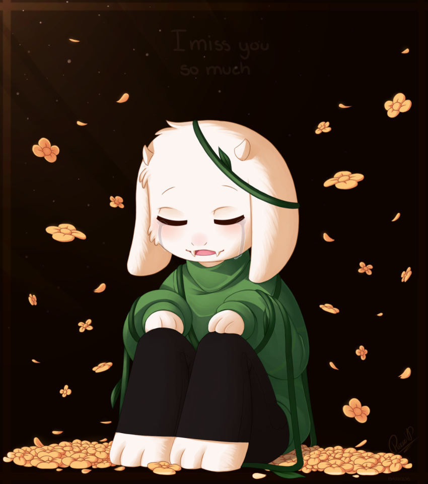 1boy, 2016, 2d, anthro, asriel_dreemurr, closed_eyes, commentary, crying