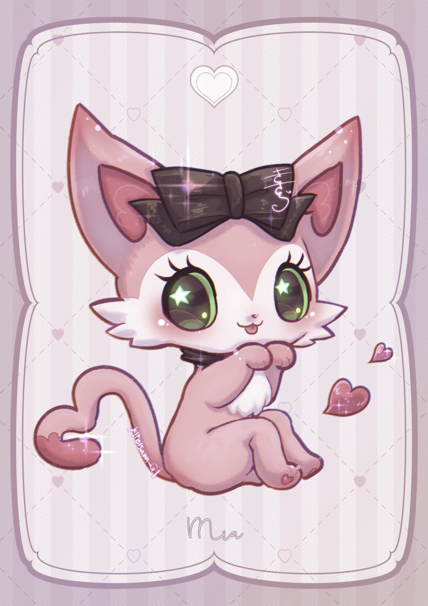 1girl, absurdres, animal_ears, animal_feet, animal_hands, beatcats, black_bow, bow