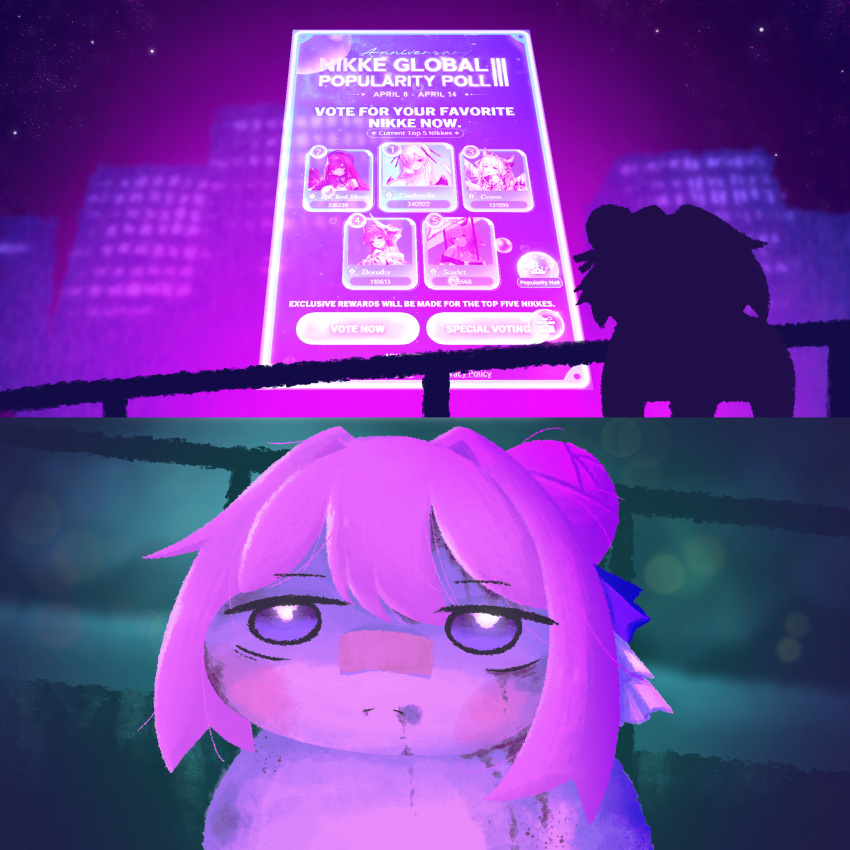 beret, blade_runner_2049, cinderella_(nikke), closed_mouth, commentary_request, creature, crown_(nikke), doro_(nikke)
