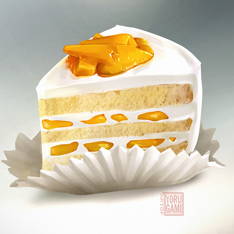 artist_name, artofyorugami, cake, cake_slice, english_commentary, food, food_focus, icing