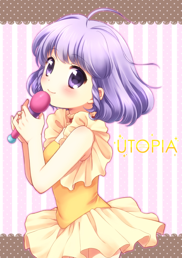 creamy_mami, idol, mahou_no_tenshi_creamy_mami, mani, microphone, morisawa_yuu, purple_eyes, purple_hair