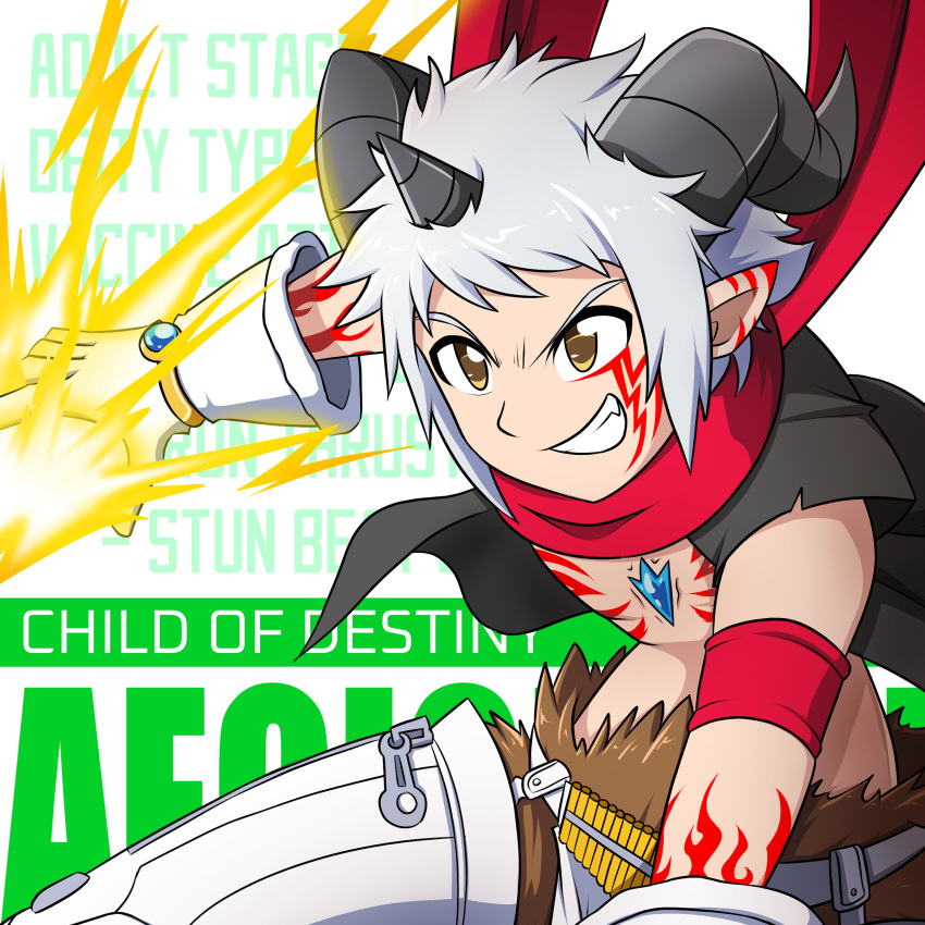 1boy, absurdres, aegiomon, animal_legs, black_vest, body_fur, body_markings, brown_eyes