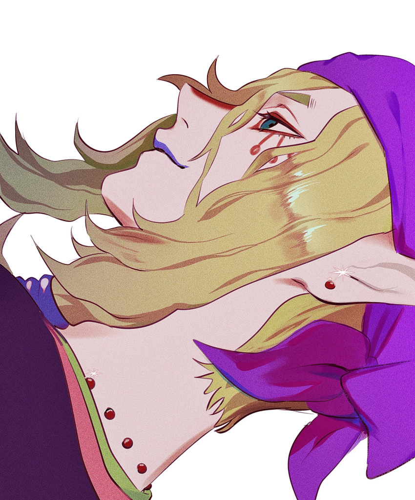 1boy, bandana, blonde_hair, earrings, from_side, highres, japanese_clothes, jewelry