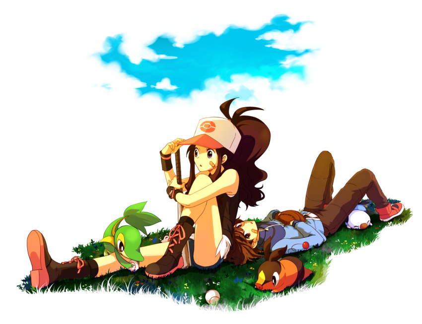 1boy, 1girl, bad_id, bandage, bandages, baseball, baseball_bat, baseball_cap