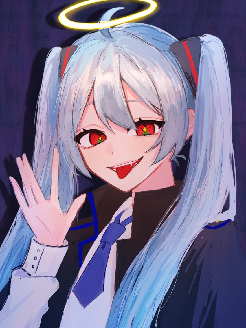 1girl, \||/, ahoge, aqua_hair, black_jacket, blue_necktie, collared_jacket, daidaidaidaidaikirai