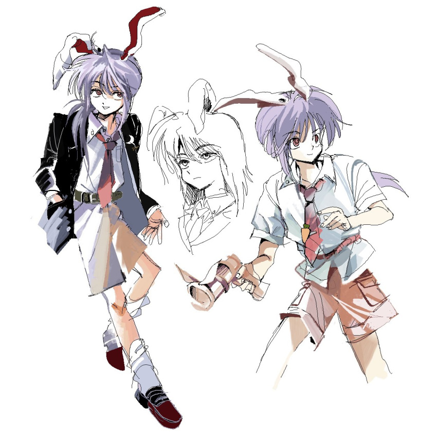 1990s_(style), 1boy, 6osquet, @_@, animal_ears, belt, belt_around_waist, black_belt
