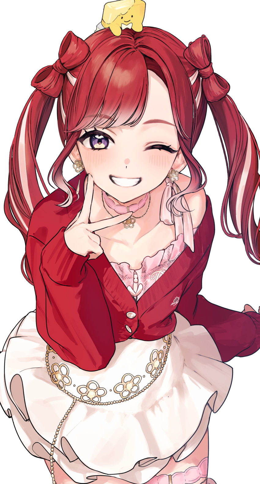 1girl, absurdres, cardigan, choker, collarbone, commentary_request, cowboy_shot, dot_nose