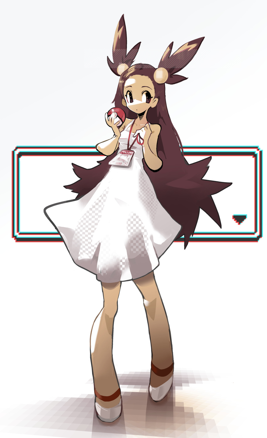 1girl, absurdres, breasts, brown_eyes, brown_hair, closed_mouth, dot_mouth, dress