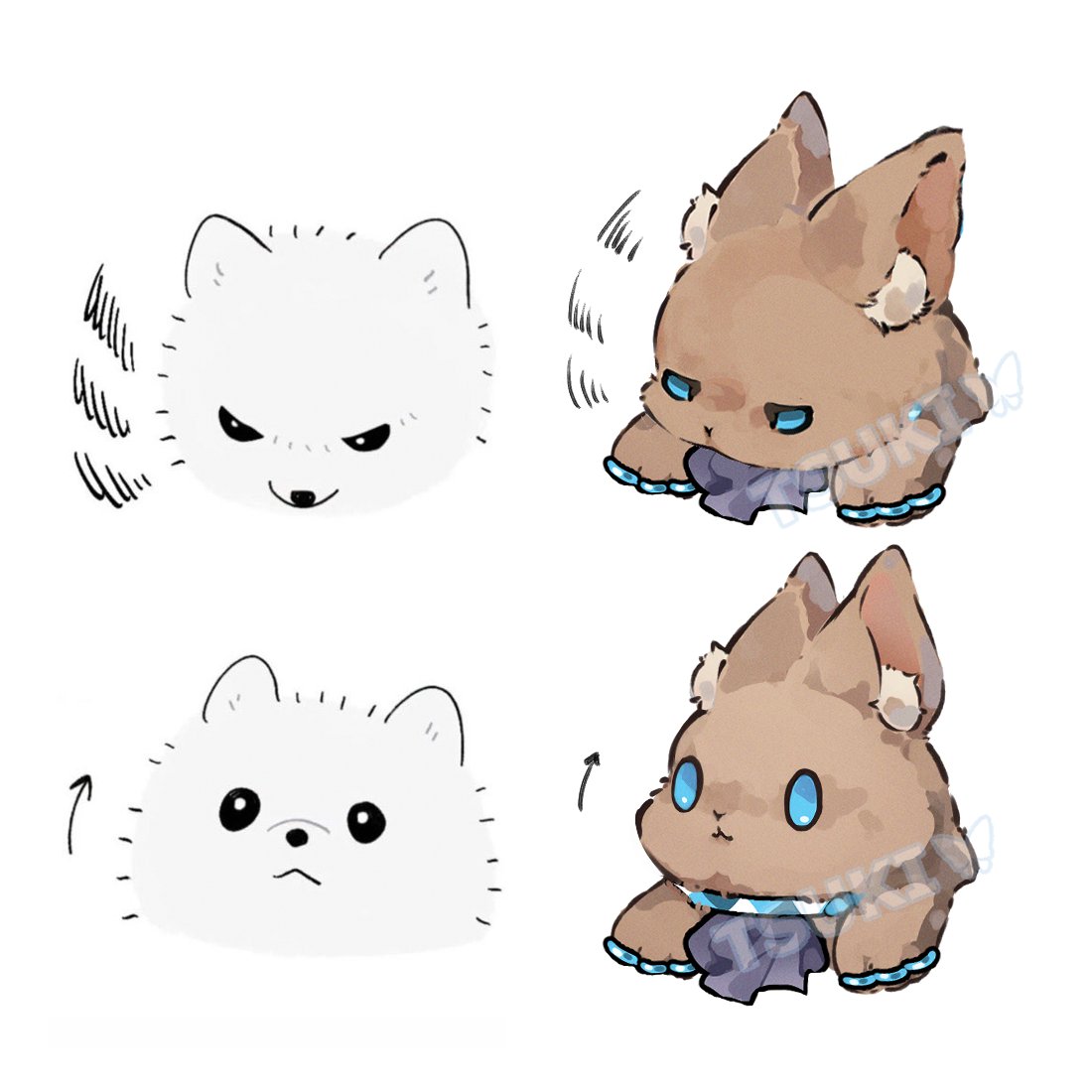 amiya_(arknights), animal, animal_ear_fluff, animalization, arknights, arrow_(symbol), blue_eyes, commentary_request
