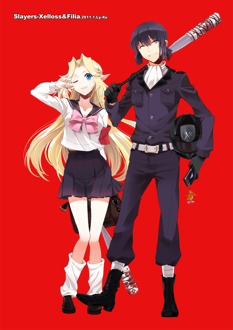1girl, 2011, alternate_costume, bag, bangs, baseball_bat, belt, black_hair