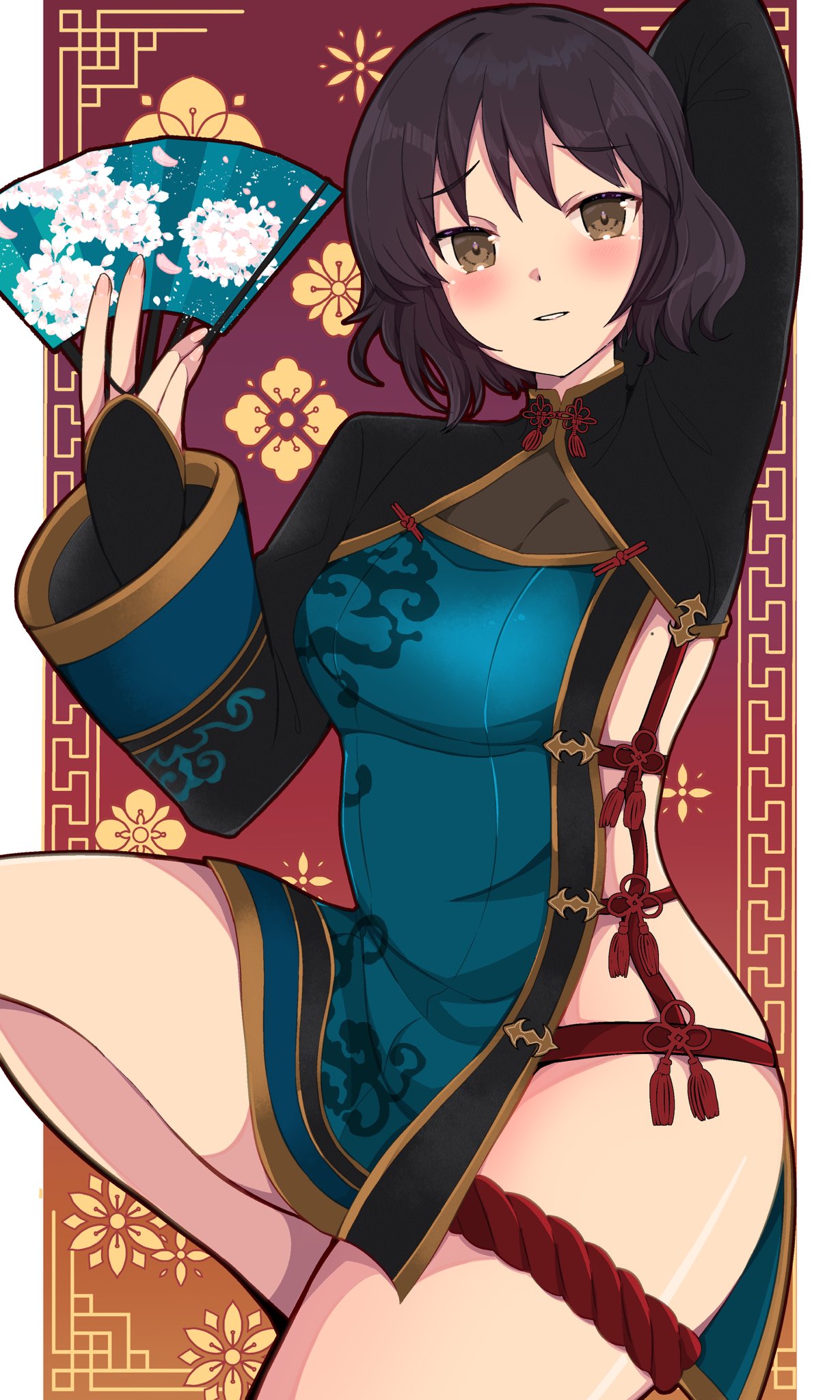 1girl, alice_gear_aegis, black_hair, highres, niiya_serina, oi_tie, short_hair