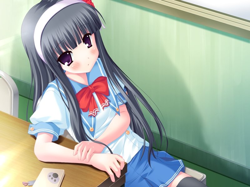 :o, alcot_(company), bangs, black_hair, blush, bow, buttons, cellphone