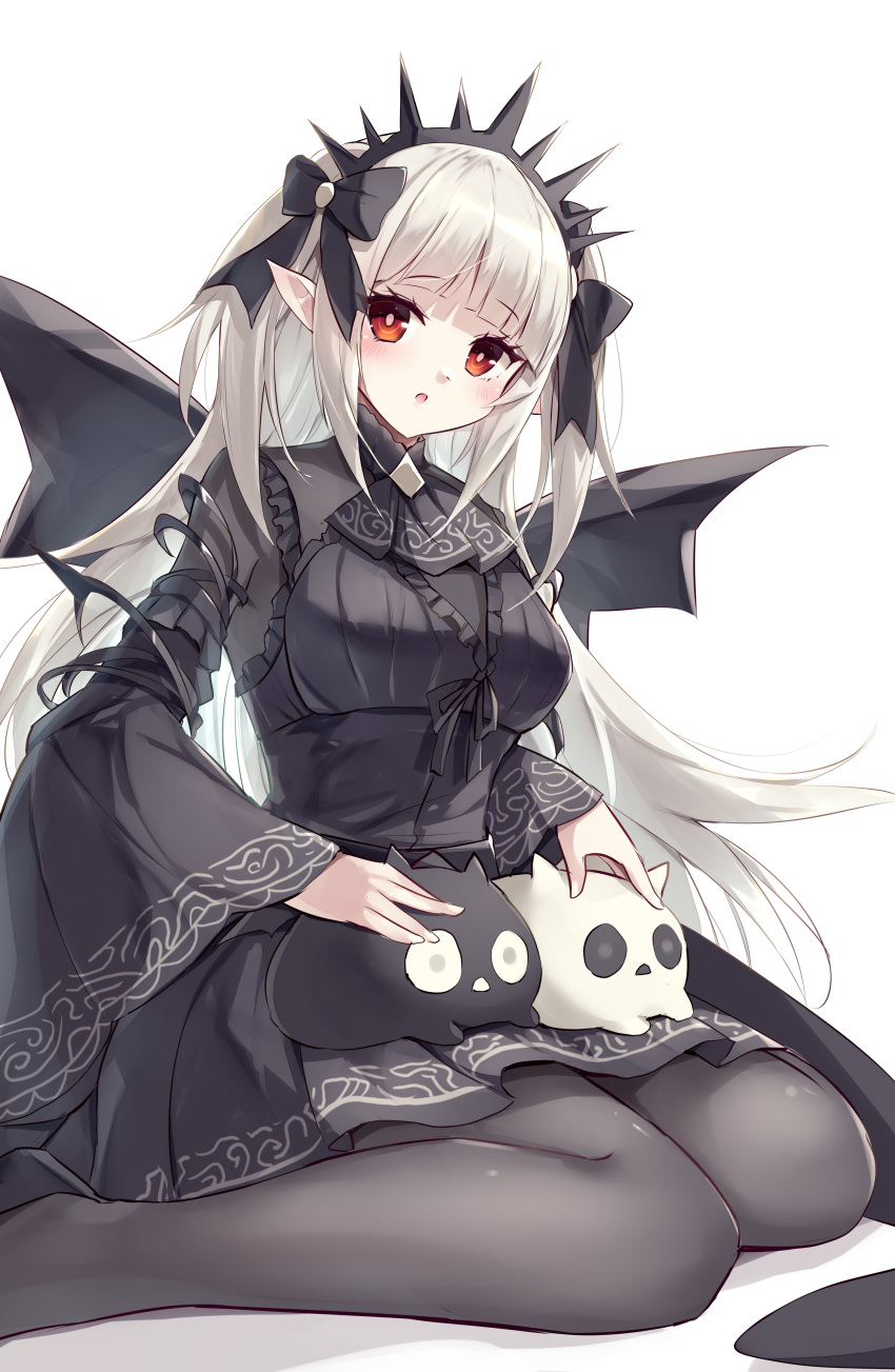 1girl, 2others, a_bao_a_qu_the_lightless_shadow, absurdres, black_bow, black_dress, black_pantyhose, black_shoes