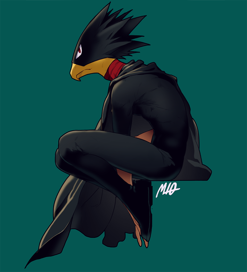 1boy, beak, big_mogong, bird_boy, black_cape, black_pants, black_shirt, black_shoes