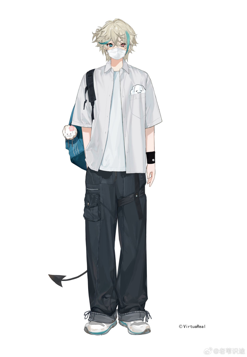 1boy, absurdres, aza_(virtuareal), backpack, bag, blonde_hair, blue_eyes, blue_hair