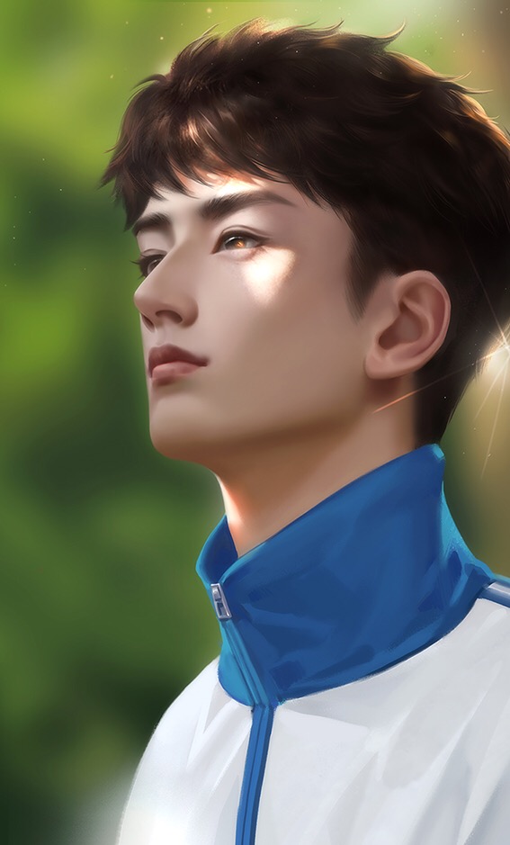 1boy, asian, blurry, blurry_background, brown_eyes, brown_hair, chinese_commentary, commentary_request