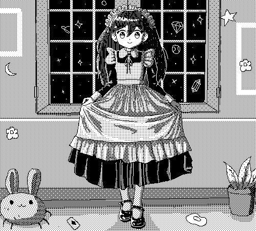 1girl, alternate_costume, animated, animated_gif, apron, blinking, bug_bunny_(omori), closed_mouth