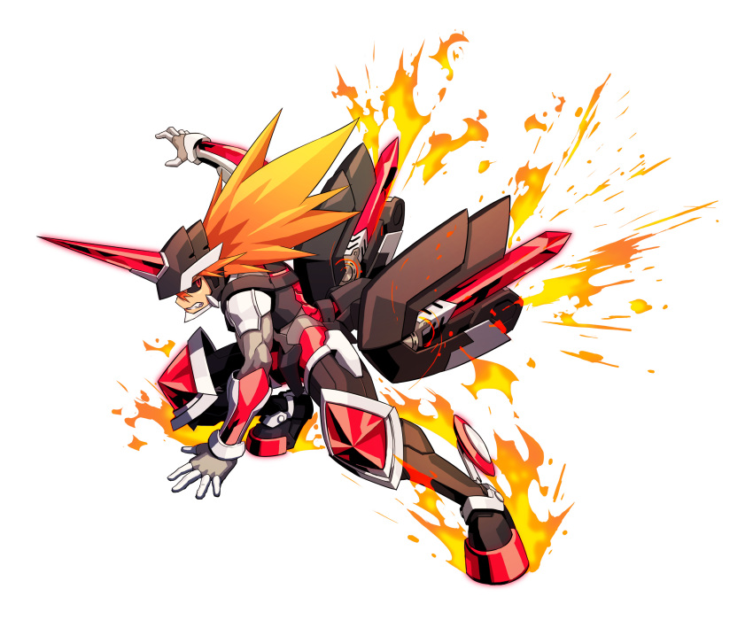 1boy, absurdres, armor, azure_striker_gunvolt, azure_striker_gunvolt_1, black_armor, black_sclera, colored_sclera