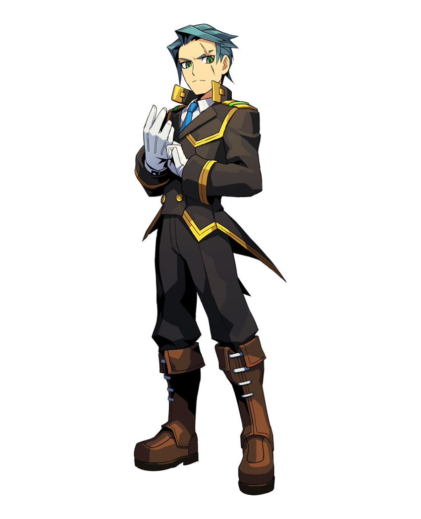 1boy, azure_striker_gunvolt, azure_striker_gunvolt_1, black_jacket, black_pants, blue_eyes, full_body, gloves